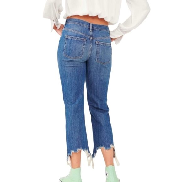 Free People We the Free Maggie Mid Rise Straight Jeans Bondi Blue - Picture 4 of 12